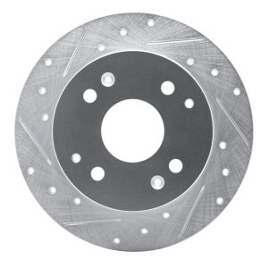 Acura CL Brake Rotor (1) - Rear Left - R1 Concepts - Drilled & Slotted - Silver - `98-`02